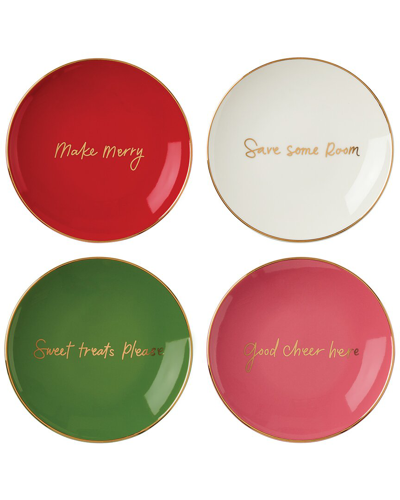 Kate Spade New York Be Jolly Color 4pc Tidbit Plates In Multicolor