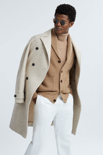 Atelier Cashmere Button-through Cardigan In Camel