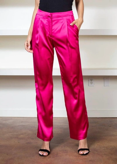 Lucy Paris Flat Front Pant In Fuschia In Pink