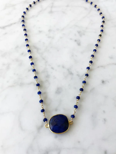 A Blonde And Her Bag Mrs. Parker Endless Summer Sapphire Necklace In Gold In Blue