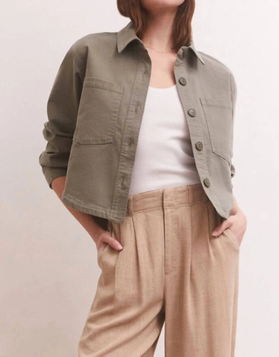 Z Supply Cropped Twill Jacket In Evergreen In Green