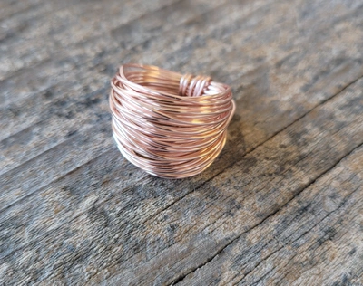A Blonde And Her Bag Marcia Wire Wrap Ring In Rose Gold With Gold In Pink