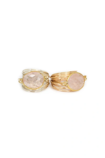 A Blonde And Her Bag Torrey Ring In Rose Quartz In Multi