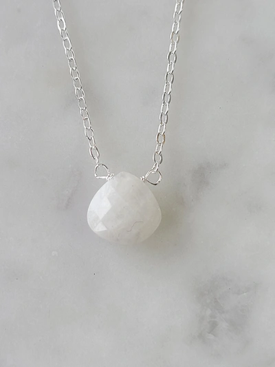 A Blonde And Her Bag Stephanie Delicate Drop Necklace In Moonstone - Brass Chain In Multi