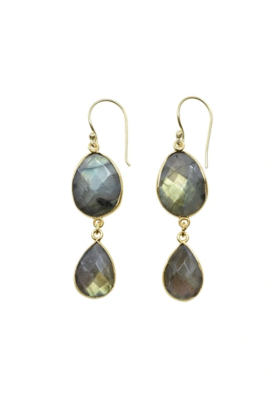 A Blonde And Her Bag Rome Earring In Labradorite In Green