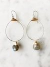 A Blonde And Her Bag Small Featherweight Hoop Demi Fine Earring With Labradorite Drop In Green