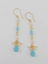 A BLONDE AND HER BAG DROP EARRINGS WITH PEARL CLUSTER AND CHALCEDONY DROP