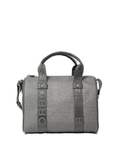 Borbonese Zipped Small Boston Bag In Grey