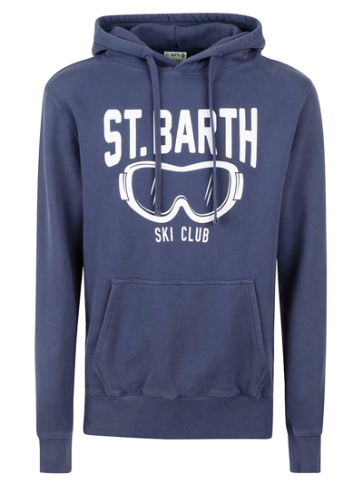 Mc2 Saint Barth Tribeca Ski Club Drawstring Hoodie In Blue