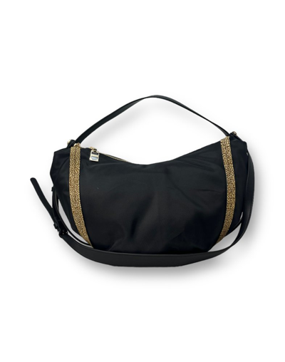 Borbonese New Orbit Medium Hobo Bag In Black