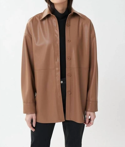 Joseph Ribkoff Leatherette Jacket Style Shirt In Nutmeg In Brown