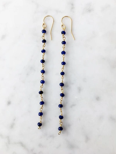 A Blonde And Her Bag Sapphire Long Chain Earring In Blue