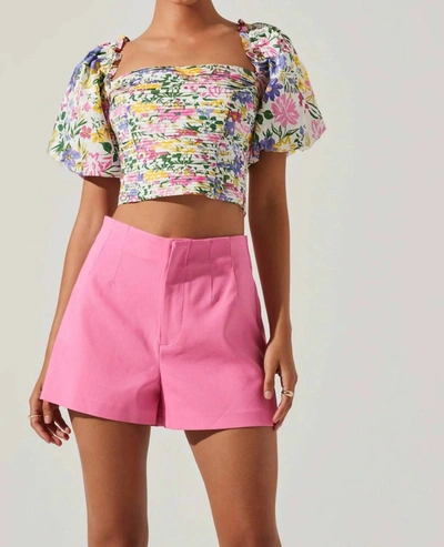 ASTR ZIP FLAT FRONT SHORTS IN HOT PINK