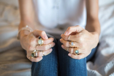 A Blonde And Her Bag Torrey Ring In Blue Chalcedony In Multi