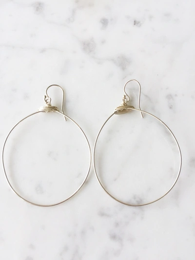 A Blonde And Her Bag Large Featherweight Demi Fine Hoop Earring In Silver With Silver Wrap