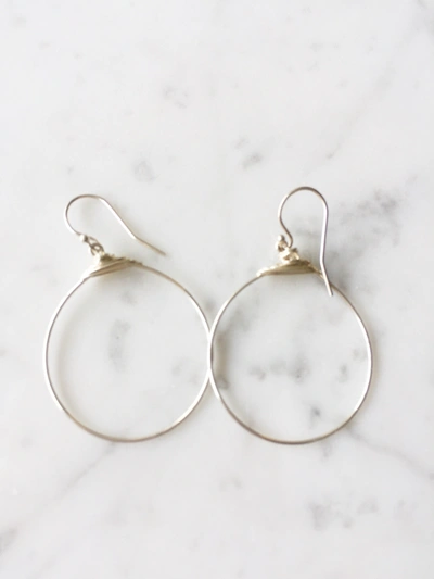 A Blonde And Her Bag Small Featherweight Hoop Demi Fine Earring In Silver With Silver Wrap