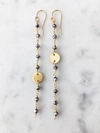 A Blonde And Her Bag Polished Pyrite Coin Long Chain Earring In Gold
