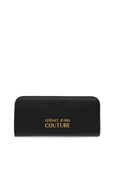 Versace Jeans Couture Logo Plaque Zipped Wallet In Black