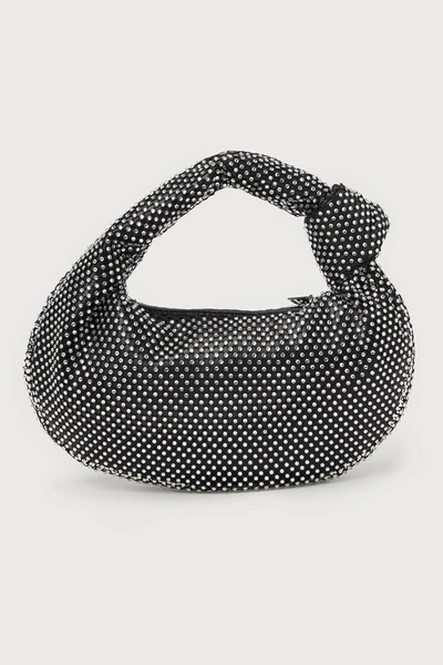 Lulus Stunning Purpose Black Rhinestone Knot Handle Clutch Bag