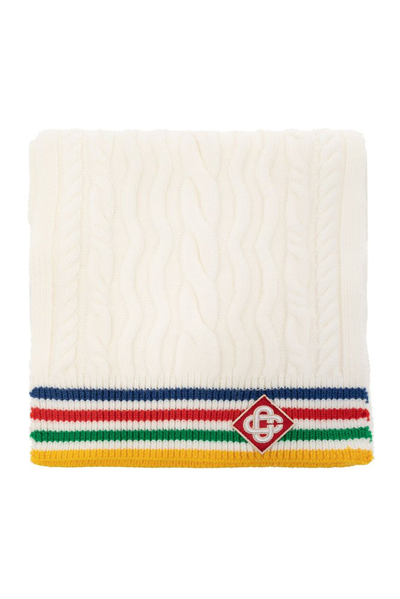 Casablanca Logo Patch Knitted Scarf In White