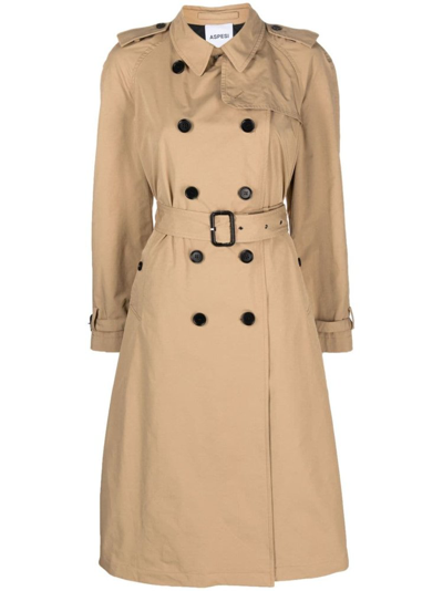 Aspesi Belted-waist Trench Coat In Camel