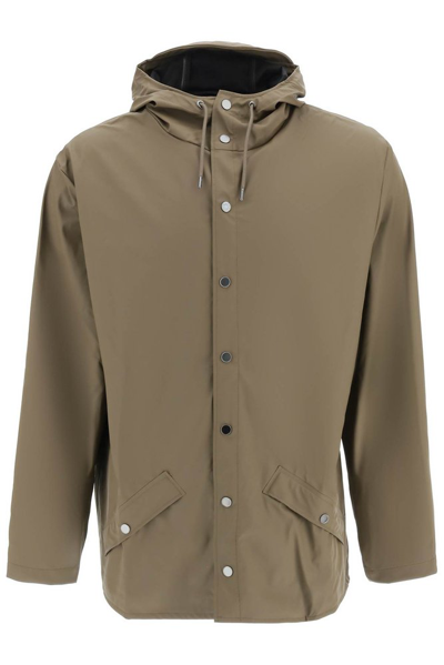 Rains Drawstring-hooded Button Jacket In Brown