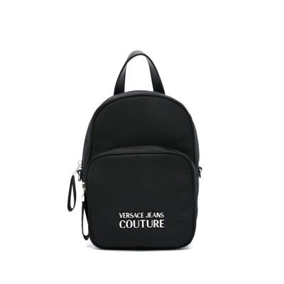 Versace Jeans Couture Logo Plaque Backpack In Black