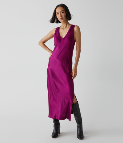 Michael Stars Randi Satin Midi Dress In Berry