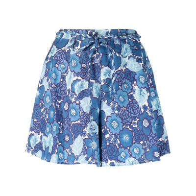 Faithfull The Brand Floral-print Linen Shorts In Blue/purple