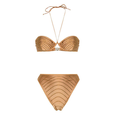 Oseree Embellished Two-piece Bikini Suit In Neutrals