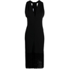 Ferragamo Sleeveless Dress With Fringe In Black