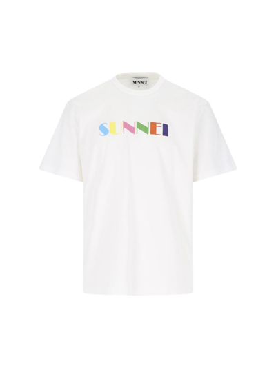 Sunnei Logo-print Organic-cotton T-shirt In White
