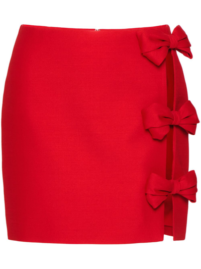 Peserico Valentino Womens Rosso Bow-embellished Wool And Silk-blend Mini Skirt In Red