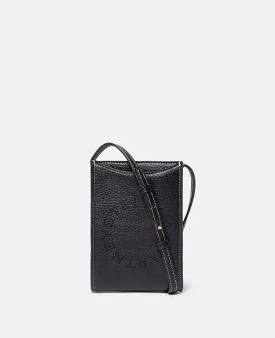 Stella Mccartney Logo Grainy Alter Mat Crossbody Phone Pouch In Black