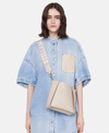 Stella Mccartney Logo Studded Grainy Alter Mat Shoulder Bag In Oat