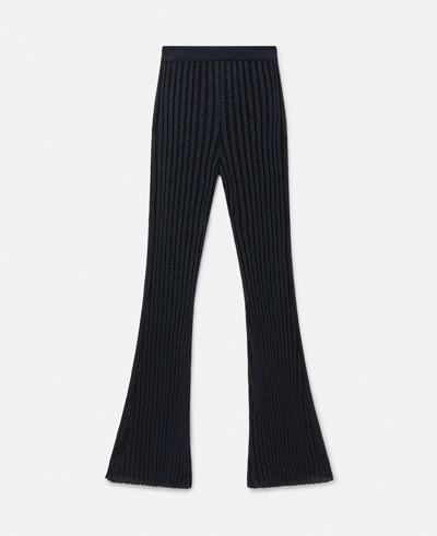 Stella Mccartney Lurex Rib Knit Trousers In Blue