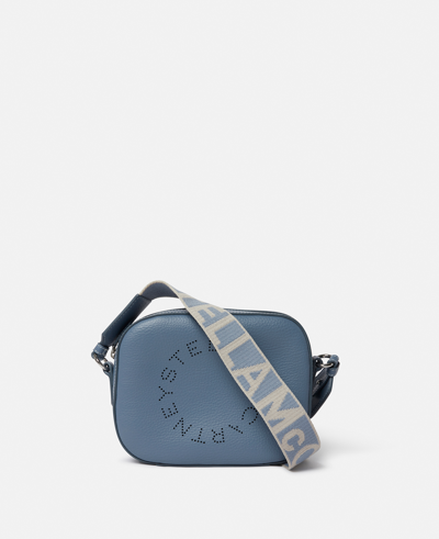 Stella Mccartney Logo Grainy Alter Mat Mini Camera Bag In Sky Blue