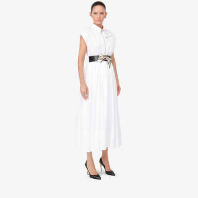 Alexander Mcqueen Dropped Shoulder Shirt Dress In Optic White