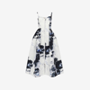 Alexander Mcqueen Chiaroscuro Midi Dress In White/black/electric Blue