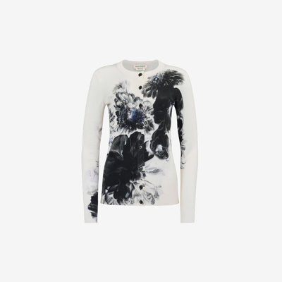 Alexander Mcqueen Chiaroscuro Cardigan In White