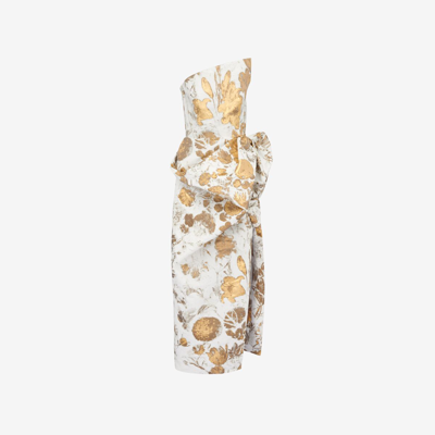 Alexander Mcqueen Asymmetric Bustier Dress In Gold | ModeSens