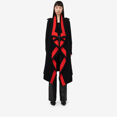 Alexander Mcqueen Knitted Outerwear Cardigan In Black/red