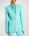 Michael Kors Georgina One-button Wool Blazer In Seafoam