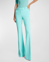 Michael Kors Haylee Flare Crepe Trousers In Seafoam