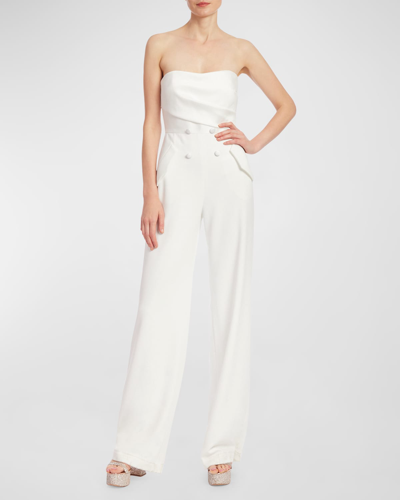 BADGLEY MISCHKA STRAPLESS DOUBLE-BREASTED TUXEDO JUMPSUIT