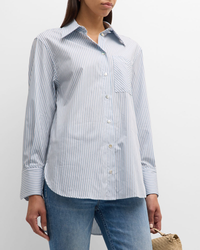 Marella Ignazio Striped Button-down Cotton Poplin Shirt In Light Blue