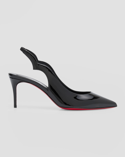 Christian Louboutin Hot Chick Patent Red Sole Slingback Pumps In Black