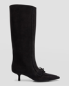 Burberry Suede Leather Boots In Black