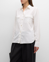 VINCE UTILITY COTTON AND SILK LONG-SLEEVE BUTTON-FRONT SHIRT