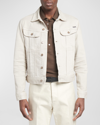 Tom Ford Men's Icon Stretch Denim Jacket In Grey